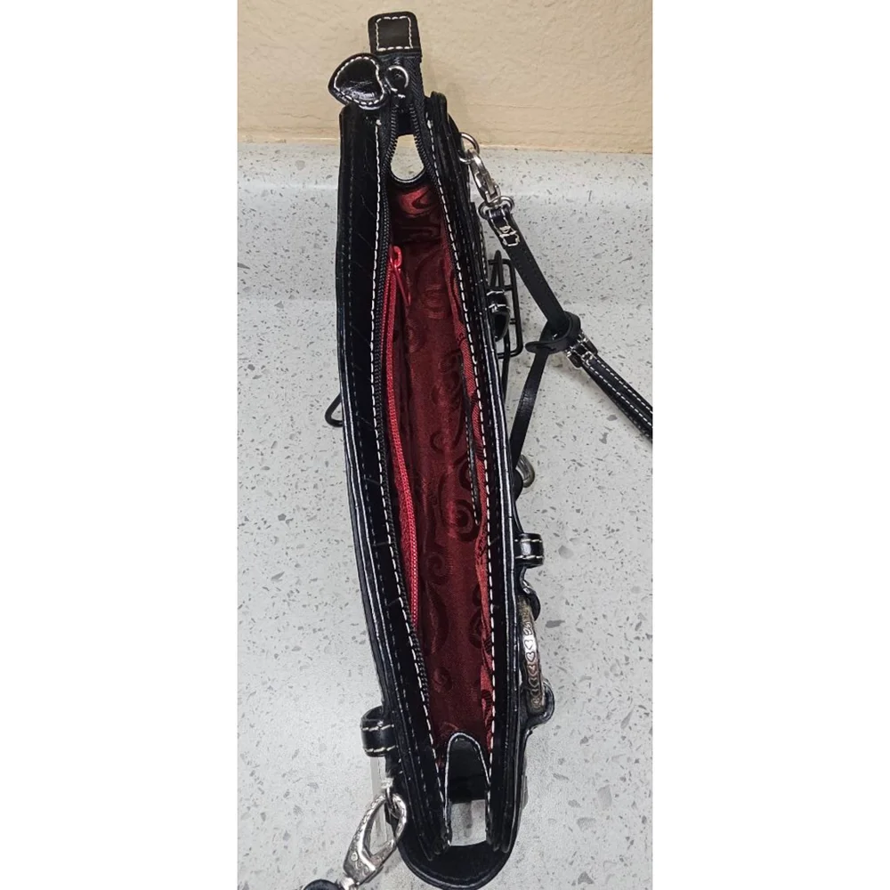 Brighton Clancy Woven Leather Shoulder Bag Black New With Tags